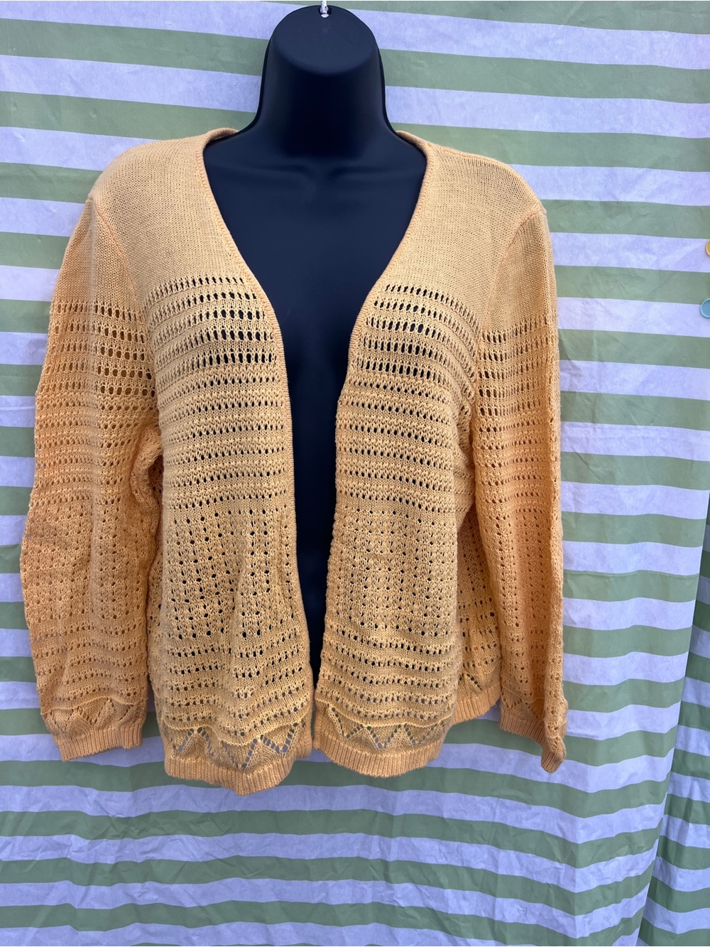 Open-Front Yellow Knit Cardigan Sweater